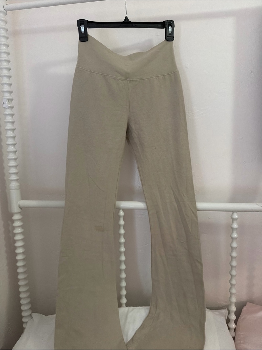 Brandy Melville High-Waist Flare Pants in Light Taupe